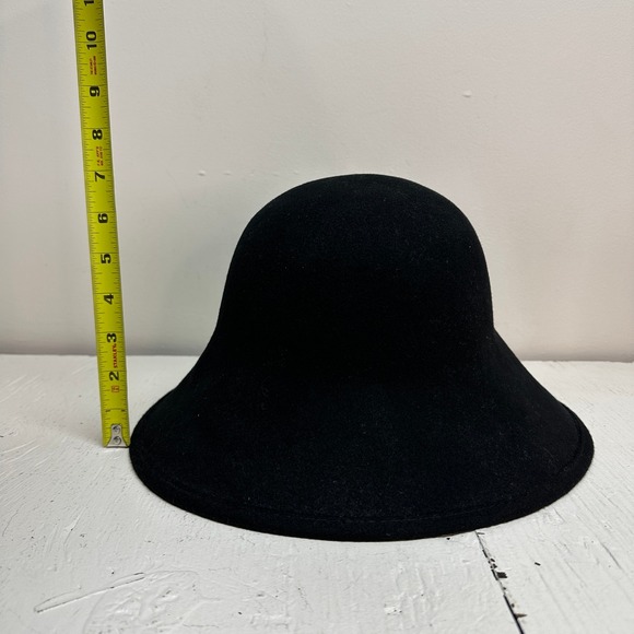 Scala Collection Black 100% Wool Brim Cloche Hat One Size Vintage - Picture 6 of 6